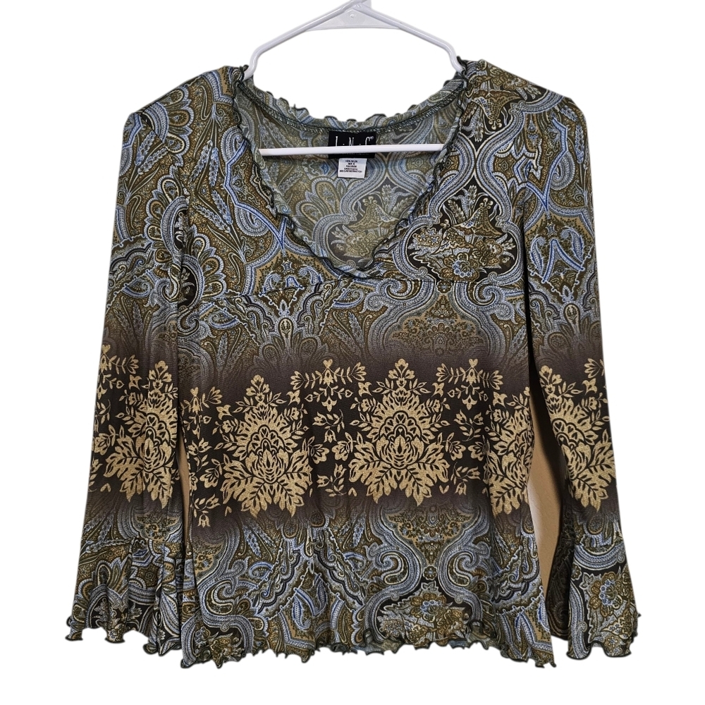 INC International Concept Y2K Fairy Babydoll Blouse V-neck Whimsigoth Top